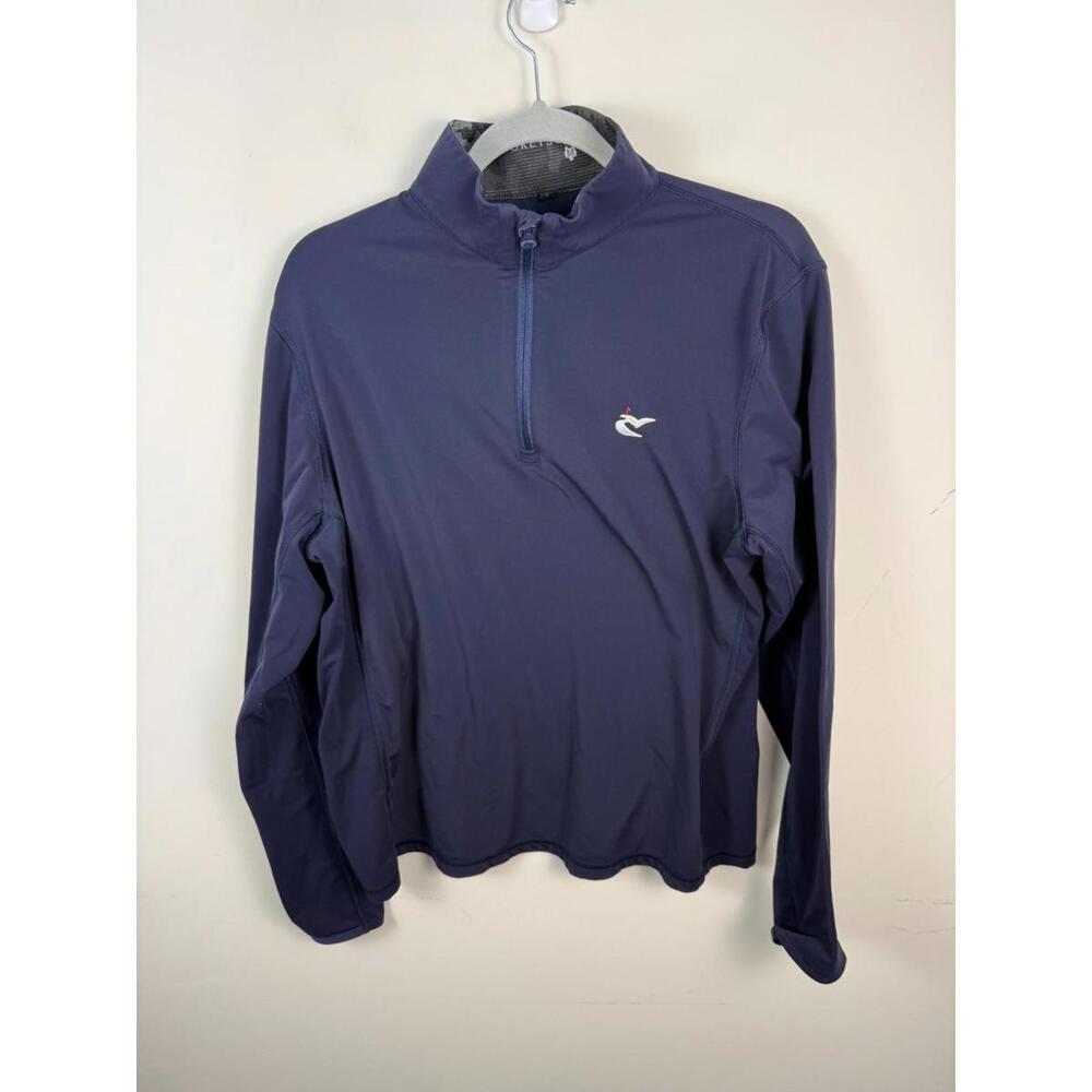 Greyson Pullover Caves Golf Club Performance Quarter Zip Stretch Medium Blue